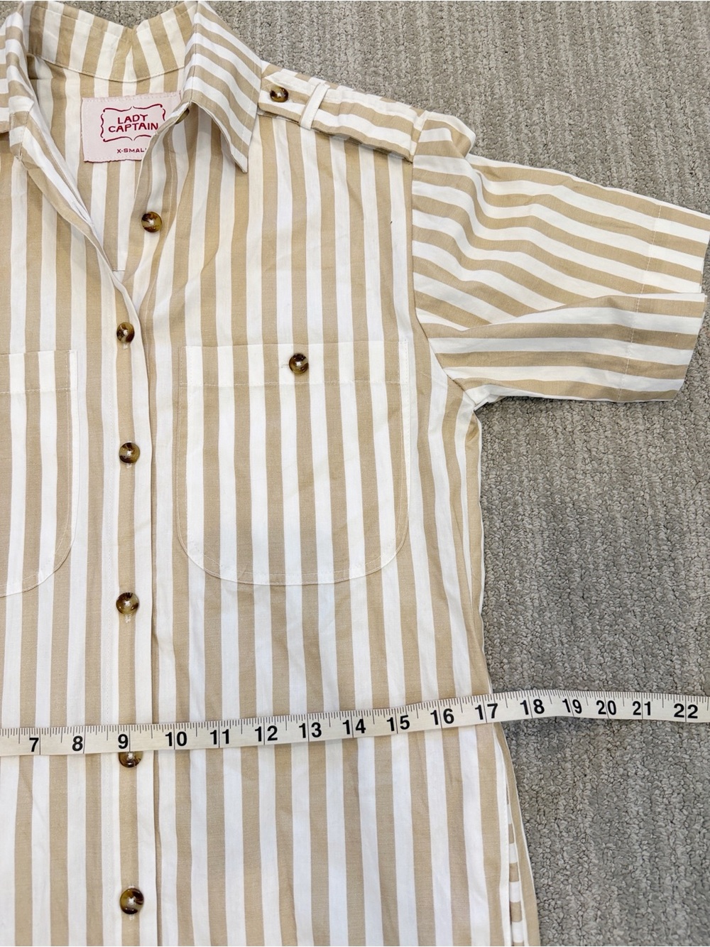 Lady Captain Sand Striped Military Midi Shirt Dress - Picture 10 of 11